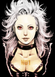 Rule 34 | 1girl, breasts, cleavage, dorohedoro, miso-234, noi (dorohedoro), red eyes, solo, white hair