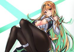 Rule 34 | 1girl, backless dress, backless outfit, bare shoulders, blonde hair, breasts, cawang, cleavage, cleavage cutout, clothing cutout, dress, elbow gloves, gloves, large breasts, long hair, mythra (massive melee) (xenoblade), mythra (xenoblade), pantyhose, short dress, swept bangs, tiara, very long hair, white dress, white gloves, xenoblade chronicles (series), xenoblade chronicles 2, yellow eyes