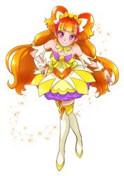 Rule 34 | 1girl, amanogawa kirara, chocokin, cure twinkle, earrings, go! princess precure, hand on own hip, jewelry, long hair, low-tied long hair, magical girl, multicolored hair, precure, purple eyes, quad tails, smile, solo, star (symbol), star earrings, streaked hair, thighhighs, twintails, two-tone hair
