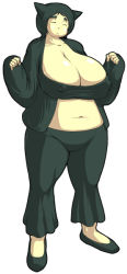 Rule 34 | 1girl, animal ears, breasts, costume, covered erect nipples, creatures (company), fat, game freak, gen 1 pokemon, huge breasts, nintendo, personification, plump, pokemon, sasaki tatsuya, simple background, snorlax, solo, thighs, white background