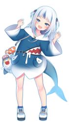 Rule 34 | + +, 1girl, animal, blue eyes, blue hair, blue outline, blush, claw pose, clownfish, drooling, fins, fish, fish tail, gawr gura, gawr gura (1st costume), grey hair, highres, hololive, hololive english, multicolored hair, open mouth, outline, saliva, sasakura momiji, scar, shark, shark girl, shark tail, sharp teeth, simple background, solo focus, standing, streaked hair, tail, teeth, virtual youtuber, white background, wide sleeves
