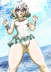 Rule 34 | 1girl, absurdres, cameltoe, highres, horizon, kokkoro (princess connect!), one-piece swimsuit, princess connect!, swimsuit, white hair