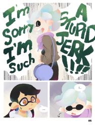 Rule 34 | 2girls, 3d rod!, callie (splatoon), comic, cousins, crying, crying with eyes open, english text, hair down, highres, inkling, marie (splatoon), mole, mole under eye, multiple girls, nintendo, pale skin, pointy ears, splatoon (series), splatoon 1, sweatdrop, tears, yellow eyes