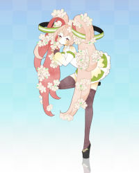 Rule 34 | 1girl, alternate color, alternate hair color, cherry blossoms, detached sleeves, flower, hair flower, hair ornament, hatsune miku, long hair, looking at viewer, name connection, object namesake, pink eyes, pink hair, sakura miku, skirt, smile, solo, tetto (poteeeeto), thighhighs, twintails, very long hair, vocaloid, zettai ryouiki