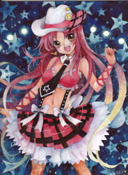Rule 34 | 1girl, blush, hat, lucia, lucia (pangya), mosho, necktie, pangya, signature, skirt, solo, star (symbol), traditional media
