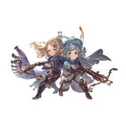 Rule 34 | blonde hair, blue eyes, blue hair, bow (weapon), brown eyes, closed mouth, crossbow, elbow gloves, gloves, granblue fantasy, hair ornament, hairclip, hat, long hair, looking at viewer, milleore, pointy ears, sahli lao, standing, transparent background, weapon