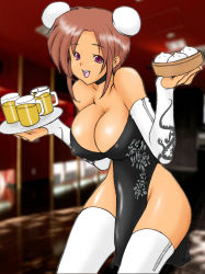 Rule 34 | 1girl, baozi, breasts, chinese clothes, double bun, food, highres, large breasts, rai on (abc3639), waitress