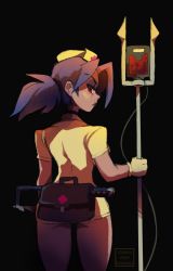 Rule 34 | + +, 1girl, blue hair, bonesaw, choker, from behind, gloves, hat, highres, joanna went bananas, latex, latex gloves, looking at viewer, looking back, nurse cap, ponytail, pouch, red eyes, saw, scar, skullgirls, solo, symbol-shaped pupils, valentine (skullgirls)
