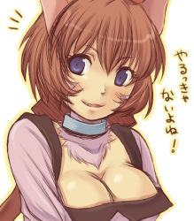 Rule 34 | .hack//, .hack//g.u., 00s, 1girl, animal ears, bandai, blue eyes, breasts, cat ears, cleavage, cyber connect 2, large breasts, red hair, solo, tabby, tabby (.hack//), translation request