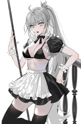 Rule 34 | 1girl, absurdres, alternate costume, breasts, enmaided, fate/grand order, fate (series), grey hair, highres, jeanne d&#039;arc alter (avenger) (fate), jeanne d&#039;arc alter (fate), large breasts, long hair, looking at viewer, maid, nipi27, ponytail, solo, very long hair, yellow eyes