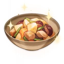 Rule 34 | artist request, beans, bowl, chicken (food), commentary, english commentary, food, food focus, game cg, genshin impact, lowres, mushroom, no humans, official art, simple background, sparkle, still life, third-party source, transparent background, vegetable