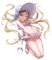Rule 34 | 1girl, abigail williams (fate), abigail williams (swimsuit), abigail williams (swimsuit foreigner) (fate), abigail williams (swimsuit foreigner) (third ascension) (fate), akieda, bare shoulders, bikini, blonde hair, blue eyes, bonnet, bow, breasts, closed mouth, fate/grand order, fate (series), forehead, hair bow, highres, keyhole, legs, long hair, looking at viewer, navel, parted bangs, sidelocks, simple background, small breasts, smile, swimsuit, very long hair, white background, white bikini, white bow, white headwear