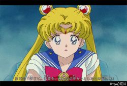 Rule 34 | 1girl, bishoujo senshi sailor moon, blonde hair, blue eyes, letterboxed, retro artstyle, sailor moon, tagme, tam (tam0804), tears, twintails