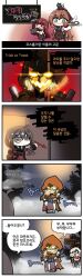 Rule 34 | 4koma, 5girls, :&lt;, :3, absurdres, ahoge, animal, animal on head, antlers, apron, arrow (symbol), artist name, assault rifle, bandaged leg, bandages, barefoot, black cat, black necktie, blonde hair, blue ribbon, blush, brown apron, brown eyes, brown hair, bullpup, carrying, cat, cat on head, chalkboard, chibi, christmas, clip studio paint (medium), coat, cold, comic, commentary request, container, cup, door, earmuffs, embers, famas, famas (girls&#039; frontline), famas (guns n&#039; side boxes) (girls&#039; frontline), food, girls&#039; frontline, gloves, glowing, glowing eyes, glowing mouth, green eyes, griffin &amp; kryuger military uniform, gun, hair between eyes, hair ornament, hair ribbon, hair scrunchie, halloween, halloween costume, hand on own hip, heavy breathing, helianthus (girls&#039; frontline), highres, holding, holding gun, holding plate, holding weapon, hood, horns, korean commentary, korean text, long hair, looking at viewer, madcore, mask, midriff, monocle, muffin, multicolored hair, multiple girls, navel, neck ribbon, necktie, official alternate costume, on head, one side up, open door, opening door, orange hair, ots-44 (forest reindeer) (girls&#039; frontline), ots-44 (girls&#039; frontline), pantyhose, paper, plate, red coat, red eyes, reindeer antlers, ribbon, rifle, santa costume, scrunchie, short hair, skirt, smile, solid oval eyes, sound effects, springfield (girls&#039; frontline), standing, standing on one leg, streaked hair, sweatdrop, teacup, translation request, trembling, trick or treat, turn pale, very long hair, wa2000 (girls&#039; frontline), wavy mouth, weapon, white gloves