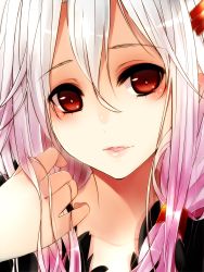 Rule 34 | 10s, 1girl, ayuteisyoku, face, guilty crown, hair ornament, hairclip, hand in own hair, highres, long hair, looking at viewer, open mouth, pink hair, red eyes, smile, solo, twintails, yuzuriha inori