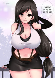 Rule 34 | 1girl, absurdres, breasts, english text, final fantasy, final fantasy vii, final fantasy vii remake, highres, huge breasts, smile, sugarbell, tifa lockhart