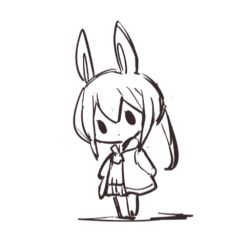 Rule 34 | 1girl, amiya (arknights), animal ears, animalization, animated, animated gif, arknights, chibi, chinese commentary, hood, hoodie, jumping, lineart, looking at viewer, maple (57675110), monochrome, non-repeating animation, rabbit, rabbit ears, rabbit girl, rabbit tail, simple background, solo, tail, transformation, white background