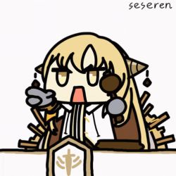 Rule 34 | 1girl, alchemy stars, animated, animated gif, gavel, irridon (alchemy stars), lowres, open mouth, seseren