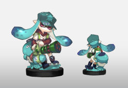 Rule 34 | 1girl, ankle boots, bad id, bad pixiv id, baseball cap, boots, hat, holding, holding weapon, hou (ppo), ink tank (splatoon), inkling, inkling girl, inkling player character, jellyfish (splatoon), layered clothes, layered sleeves, long sleeves, looking at viewer, mini splatling (splatoon), nintendo, pointy ears, short over long sleeves, short sleeves, splatoon (series), splatoon 1, standing, tentacle hair, weapon