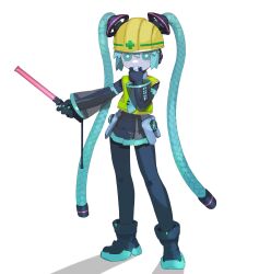 Rule 34 | 1girl, absurdres, android, aqua eyes, aqua hair, aqua necktie, bare shoulders, black sleeves, bright pupils, cable hair, cheri zao, detached sleeves, full body, hatsune miku, high-visibility vest, highres, holding, holding whistle, joints, long hair, looking at viewer, mechanical parts, miniskirt, multiple views, necktie, number tattoo, robot girl, robot joints, see-through, see-through skirt, see-through sleeves, shirt, simple background, skirt, sleeveless, sleeveless shirt, solo, standing, tattoo, very long hair, vest, vocaloid, whistle, white background, white pupils, yellow helmet, yellow vest