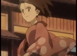 Rule 34 | 00s, animated, animated gif, bouncing breasts, breasts, brown eyes, brown hair, fuu (samurai champloo), japanese clothes, kimono, large breasts, lowres, running, samurai champloo
