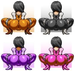 Rule 34 | 00s, 1girl, 4girls, alternate color, ass, black hair, cleft of venus, final fantasy, final fantasy ix, garnet til alexandros xvii, huge ass, latex, looking away, multiple girls, pussy, skin tight, squatting, tagme, tight clothes