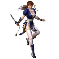 Rule 34 | 1girl, 3d, breasts, dead or alive, kasumi (doa), large breasts, musou orochi, musou orochi 2, official art, ponytail, simple background, solo, tecmo, white background