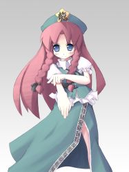 Rule 34 | 1girl, china dress, chinese clothes, dress, female focus, hat, hong meiling, immaterial and missing power, long hair, red hair, ribbon, solo, touhou, yuuki rio, yuuki rio (spica veri esiodelica)