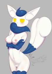 Rule 34 | 1girl, absurdres, breasts, censored, cleft of venus, creatures (company), furry, furry female, game freak, gen 6 pokemon, highres, meowstic, meowstic (female), nintendo, nipples, pokemon, pokemon (creature), pussy, solo, umisag85rabb99