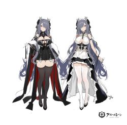 Rule 34 | 1girl, absurdres, apron, august von parseval (azur lane), august von parseval (the conquered unhulde) (azur lane), azur lane, bare shoulders, black footwear, black thighhighs, breasts, cleavage, clothing cutout, cross, cross-laced clothes, cross-laced dress, curled horns, dress, full body, gloves, hair over one eye, highres, horns, iron cross, layered dress, long hair, looking at viewer, mechanical horns, microdress, multiple views, official alternate costume, official art, purple eyes, purple hair, simple background, sleeveless, sleeveless dress, soaryuna, thighhighs, two-tone dress, underboob cutout, very long hair, white apron, white background, white gloves, white thighhighs, zettai ryouiki