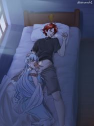 Rule 34 | 1boy, 1girl, atramada, bed, bedroom, blue hair, caressing testicles, clothed sex, fellatio, fire emblem, fire emblem: the binding blade, fire emblem: the blazing blade, hand on another&#039;s head, hand on thigh, handjob, heavy breathing, highres, incest, mother and son, night, ninian (fire emblem), nintendo, oral, red hair, roy (fire emblem), sleep molestation, sleeping, stealth fellatio, stealth handjob, stealth sex, testicles