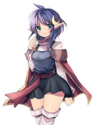 Rule 34 | 1girl, 8931ponzu, ahoge, blouse, blue shirt, commentary request, pointy ears, rena lanford, shirt, solo, star ocean, star ocean the second story, thighhighs