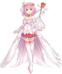 Rule 34 | 1girl, blue eyes, bob cut, breasts, full body, highres, medium breasts, official art, open mouth, pink hair, princess connect!, short hair, smile, solo, standing, tagme, thighhighs, transparent background, weapon, yui (princess) (princess connect!), yui (princess connect!)