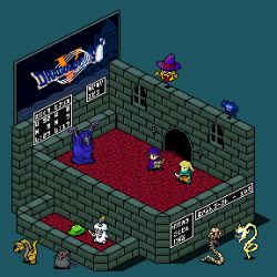 Rule 34 | 1boy, 1girl, animated, animated gif, bianca (dq5), blonde hair, candle, character request, copyright name, dragon quest, dragon quest v, hero (dq5), holding, holding knife, isometric, knife, looking at another, pixel art, title screen, wanpaku pixels