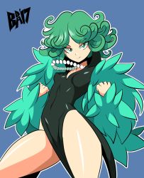Rule 34 | 1girl, bigdead, cosplay, fubuki (one-punch man) (cosplay), green hair, highres, jewelry, necklace, one-punch man, pelvic curtain, solo, tagme, tatsumaki