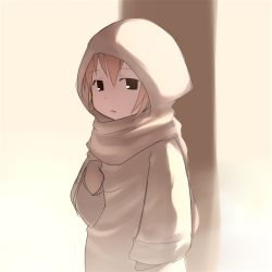 Rule 34 | aaaa (quad-a), androgynous, bad id, bad pixiv id, black eyes, brown hair, brown theme, gender request, looking at viewer, original, petite, solo