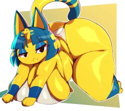 Rule 34 | 1girl, absurdres, animal crossing, animal ears, ankha (animal crossing), ass, breasts, cat, cat ears, cat tail, highres, huge ass, huge breasts, nintendo, shiny skin, solo, tail, trinity-fate62