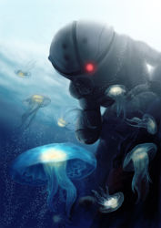 Rule 34 | acguy, battoraa, gundam, highres, jellyfish, mecha, mobile suit gundam, robot, underwater, water