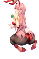 Rule 34 | 1girl, absurdres, animal ears, ass, bare shoulders, blush, breasts, christmas, closed eyes, darling in the franxx, fake animal ears, from behind, grin, high heels, highres, horns, large breasts, leotard, long hair, pantyhose, pink hair, playboy bunny, rabbit ears, rabbit tail, sgt-jz, shiny clothes, shiny skin, sideboob, smile, solo, tail, very long hair, zero two (darling in the franxx)
