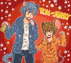 Rule 34 | commentary request, danishi, highres, humanization, jerry (tom and jerry), male focus, tom (tom and jerry), tom and jerry