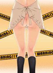 Rule 34 | 1girl, apron, ass, bad id, bad pixiv id, caution tape, head out of frame, highres, inami mahiru, kneepits, legs, naked apron, ren san, socks, solo, working!!