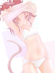 Rule 34 | 1girl, animal ears, armpits, blush, bra, grey hair, ishikkoro, mouse ears, mouse tail, navel, nazrin, one eye closed, panties, red eyes, short hair, solo, tail, touhou, underwear, underwear only, undressing, white bra, white panties