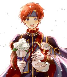 Rule 34 | 1boy, fire emblem, fire emblem: the binding blade, fire emblem heroes, flower, headband, highres, looking at viewer, male focus, nintendo, red hair, roy (fire emblem), roy (valentine) (fire emblem), short hair, smile, solo