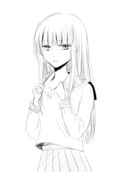 Rule 34 | 1girl, bad id, bad pixiv id, greyscale, long hair, looking at viewer, monochrome, simple background, solo, sui (camellia), white background
