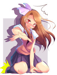 Rule 34 | 10s, ^^^, bad id, bad pixiv id, blush, highres, idolmaster, idolmaster (classic), idolmaster 2, minase iori, natsu (anta tte hitoha), open mouth, outstretched arm, outstretched hand, reaching, sitting, solo, sweatdrop