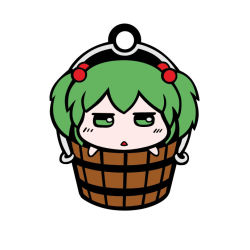 Rule 34 | 1girl, bad id, bad pixiv id, bucket, female focus, green eyes, green hair, hair bobbles, hair ornament, in bucket, in container, kisume, matching hair/eyes, open mouth, short hair, solo, touhou, twintails, white background, yagi (sinnsyou)