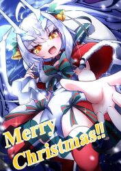 1girl absurdres breasts christmas dragon_girl fate/grand_order fate_(series) highres long_hair looking_at_viewer melusine_(fate) moon white_hair yellow_eyes