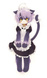Rule 34 | 1girl, ahoge, animal ears, animal hands, animal nose, barefoot, blush, body fur, cat ears, cat girl, cat tail, feet, female focus, full body, furry, furry female, gradient background, maid, mizuki kotora, simple background, solo, standing, tail, toes, white background