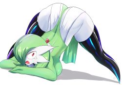 Rule 34 | 1girl, ass, creatures (company), furry, game freak, gardevoir, gen 3 pokemon, highres, jack-o&#039; challenge, looking at viewer, nintendo, pokemon, pokemon (creature), red eyes, sana!rpg, solo, thighhighs, top-down bottom-up, white background