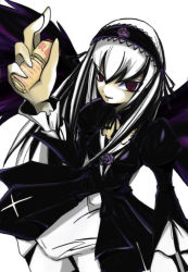 Rule 34 | 00s, bad id, bad pixiv id, mukuroi, red eyes, rozen maiden, solo, suigintou, white hair, wings, yakult